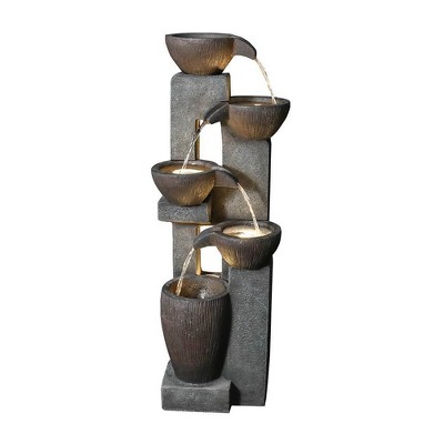 39" Modern Outdoor Water Fountain - Gray - Watnature