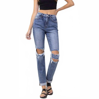 Women's Wo's Fortuitious friend Distressed Crop Jean - LOVERVET