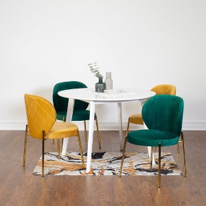 Roundhill Furniture Amoa Contemporary Dining Set, White Round Dining Table with 4 Chairs, 5-Piece - 1 of 4