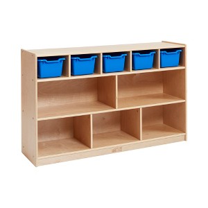 ECR4Kids 5+5 Mobile Storage and Tray Cabinet with 5 Scoop Front Bins, Natural - 1 of 4