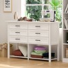 FUFU&GAGA 6 Drawer White Horizontal Dresser with Bottom Open Shelf Living Room Storage Cabinet - 2 of 4