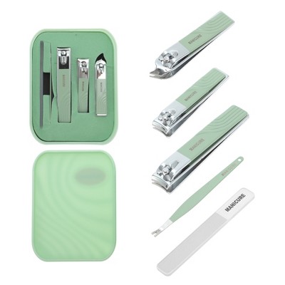 Unique Bargains Solid Color Box Nail Clipper Kit 5 Pcs