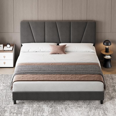 Twin/Full/Queen/King Size Bed Frame with Adjustable Headboard