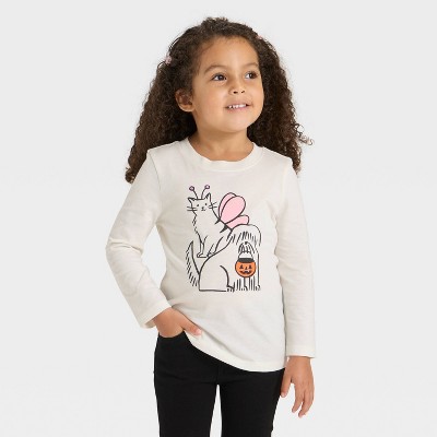 Toddler Girls' Long Sleeve Halloween Graphic T-Shirt - Cat & Jack™ Cream