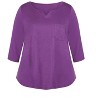 Avenue Women's Plus Size Notch Neck 3/4 Sleeve Plain Tee - 4 of 4