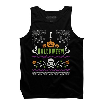 Men's Design By Humans Halloween Lover Ugly Sweater By machmigo Tank Top