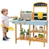 Wooden Play Kitchen,Outdoor Wood Mud Kitchen for Kids , Removable Sink & Faucet, Chalkboard, Storage Shelves＆Pretend Stove - 2 of 4