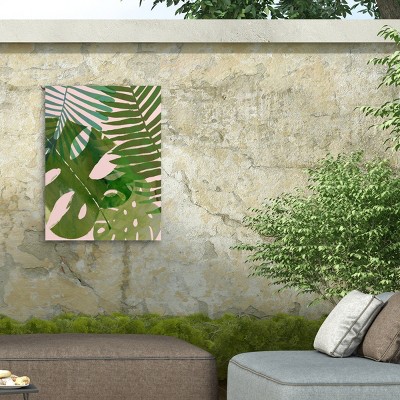 Large Green and Pink Tropical Canvas Print for Outdoor Decor