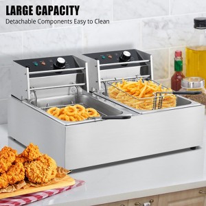 Electric Deep Fryer ,Stainless Steel Commercial Single Fryer, Countertop Kitchen Frying Machine w/Temperature Control, French Fries Donuts - 1 of 4