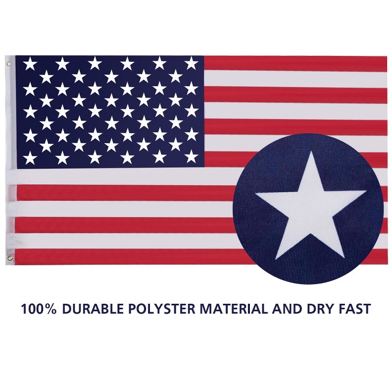 Costway 3' x 5' FT USA US U.S. American Flag Polyester Stars Brass Grommets, 4 of 8