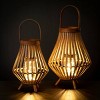 Sullivans 18.5" & 15.25" Standing Wicker Led Lanterns Set of 2, Wood - 4 of 4