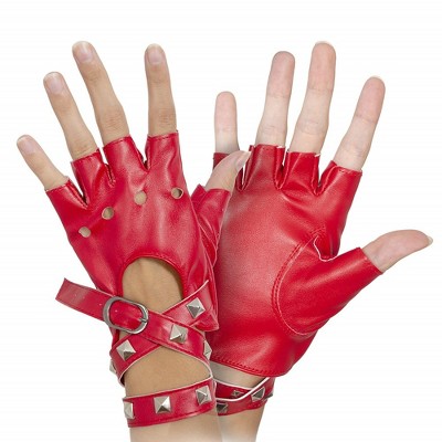 Skeleteen Metallic Red Costume Gloves - Shiny Red Superhero Evening Stretch Dress Glove Set For Men, Women And Kids, Red, One Size