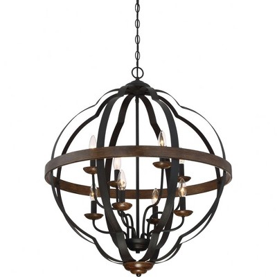Marcado Black 8-Light Glass and Steel Chandelier