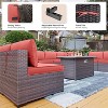 ALAULM 13PCS Outdoor Patio Furniture Set,Rattan Sectional Sofa Patio Conversation Sets with Gas Propane Fire Pit Table - 3 of 4