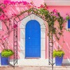 Lirago Black Metal Garden Arch-Galvanized Iron Trellis Rose Arch Outdoor Garden Decor with Gate Design 16.92"Dx94.48"Hx56.29"W - 3 of 4