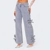 Women's Jeans Mid Rise Bows Denim Pants with Cargo Pockets Trendy Denim Jean Pants Straight Leg Slightly Bootcut Jeans - 3 of 4