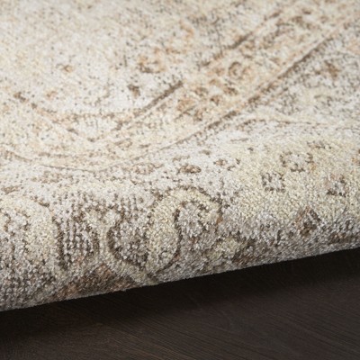 Beige Medallion Washable Synthetic Rectangular Area Rug 6'7" x 9'