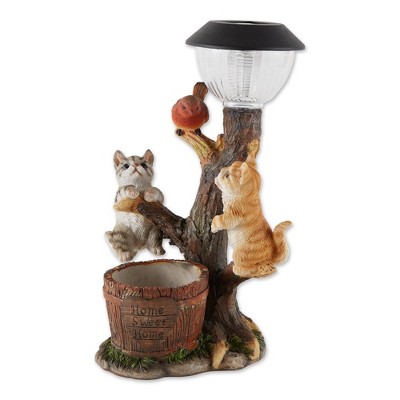 14" Polyresin Climbing Cats Solar Light - Zingz & Thingz