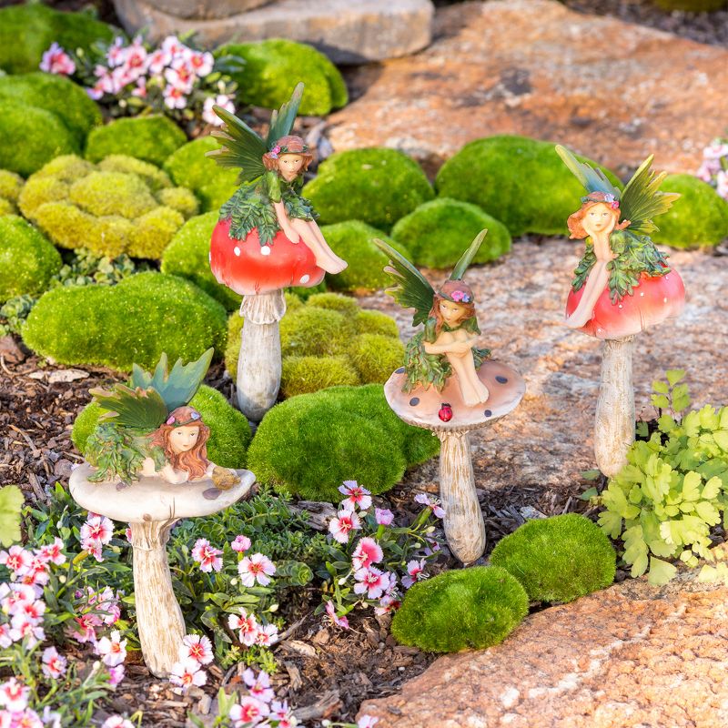 Evergreen Fairy On Mushrooms Garden Stakes, 3 of 5