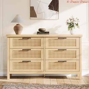 6-Drawer Dresser for Bedroom w/Wave Board Design | Modern 48" Wide Chest of Drawers w/Metal Handles | Multi-Functional Closet Organizers and Storage - 1 of 4