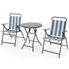 Tangkula 3 Pieces Patio Folding Chair Set w/ 2 Chairs & Glass Round Coffee Table Porch Deck Backyard - 2 of 4