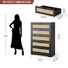 Zstar Modern Tall Rattan 5 Drawer Dresser or Living Room, Hallway, Entryway, Bedroom - 2 of 4