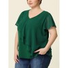 Agnes Orinda Women's Plus Size Top V Neck Flutter Sleeves Layered Chiffon Ruffle Elegant Blouses - 2 of 4