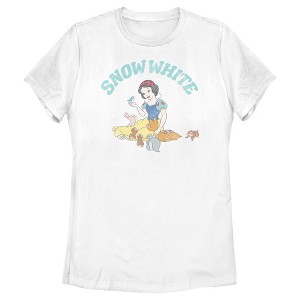 Women's Snow White and the Seven Dwarves Distressed Woodland Animals T-Shirt - 1 of 4
