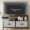 50" dresser-style TV stand with 2 drawers; compact entertainment center in grey with black drawers, perfect for living room or bedroom storage. - 3 of 4