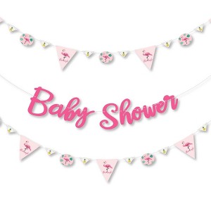 Big Dot of Happiness Pink Flamingo - Party Like a Pineapple - Baby Shower Letter Banner Decoration - 36 Banner Cutouts and Baby Shower Banner Letters - 1 of 4