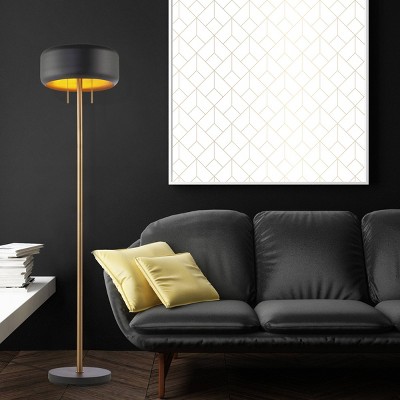Elegant Dual-Bulb Metallic Dark Gray Floor Lamp with Energy-Saving Design