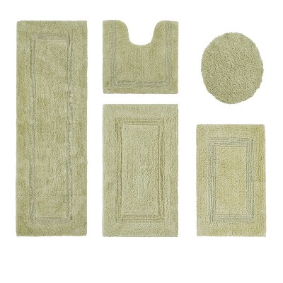 Lux Premium 100% Cotton Tufted Solid Reversible 5 PC Bath Rug Set – Ultra-Soft, Water-Absorbent, Durable, Machine Washable Bathroom Rug