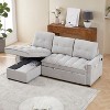 78.75 inch Dark Gray Chenille Reclining Sofa Pull-Out Sofa Bed L-Shaped Sectional Sofa with Reclining Storage for Living Room - 2 of 4