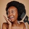 Unique Bargains Metal African Hair Picks Comb 8.70"x2.8" Black 2 Pcs - 2 of 4