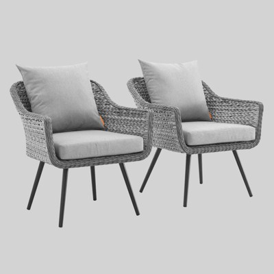 Endeavor 2pk Wicker Rattan Patio Armchair Gray - Modway