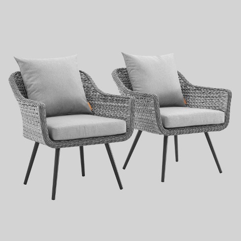 Endeavor 2pk Wicker Rattan Patio Armchair Gray Modway Target