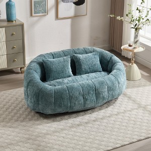 MOONMISS Giant Bean Bag Chair Couch, 57''W Oversized Bean Bag Sofa with Foam Filler, Lazy Loveseat Chair with 2 Pillows for Living Room - 1 of 4