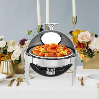 Chafing Dish, 6.8 Qt Round Roll Top Buffet Set - Stainless Steel Food Warmer with Lid for Parties, Catering