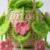 Anna-Kaci Handmade Crochet Hanging Flower Basket Decoration with Blooming Details - 4 of 4