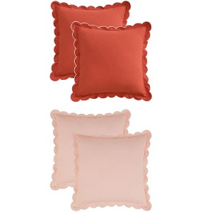REGALWOVEN 4 Pcs Cotton Modern Soft Cozy Throw Pillow Covers with Scalloped Wavy Edge Designs for Home Decor 18 x 18 Inch - 1 of 4