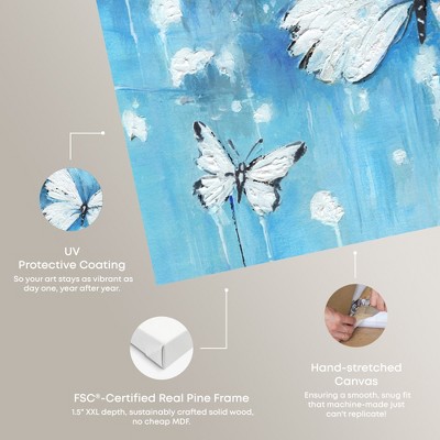 Textured Blue and White Butterflies 16" x 16" Wrapped Canvas Wall Art