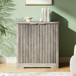 Garvee Fluted 2-Door Accent Cabinet with Adjustable Shelves, Modern Sideboard Buffet Credenza Floor Mount Storage - 1 of 4