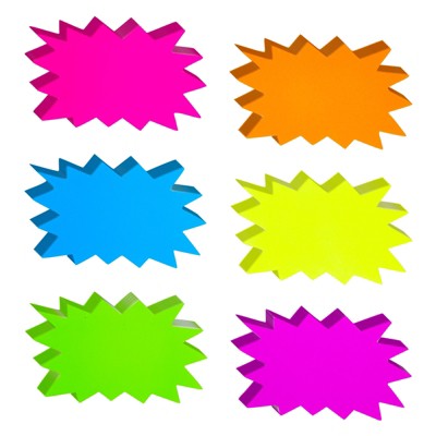 Juvale 18 Piece Neon Poster Board Cutouts, 6 Starburst Shaped Signs For  School Projects, Decorating Supplies, Sales, 11 X 14 In : Target