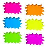 Juvale 60 Pack Neon Starburst Sale Signs for Retail Store Display, Price Tag, Bulletin Board Cutouts for Classroom Supplies (6 Colors, 3 x 5 In)