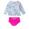 RuffleButts Girls UPF50+ Sun Protected Scallop Hem Long Sleeve Rash Guard Bikini - 2 of 3