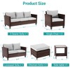 Sonkuki 7 Pieces PE Rattan Furniture Set with Side Table, Patio Chair with Cushion, Ottomans for Lawn, Light Gray - 3 of 4