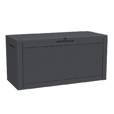Dolonm 90 Gallon Deck Box, Outdoor Storage Box, Waterproof Resin Storage Bin with Lockable Lid,Polypropylene Resin,Black