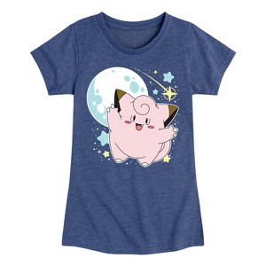 Girls' - Pokémon - Clefairy Moon Stars Fitted Short Sleeve Graphic T-Shirt - 1 of 4