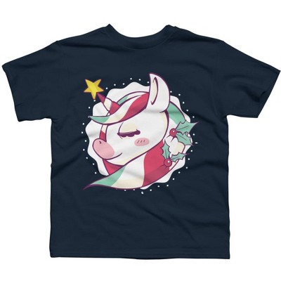 Boy's Design By Humans Christmas Unicorn Fun Girls Kids Snowflake Holiday Xmas Gift By rasok T-Shirt