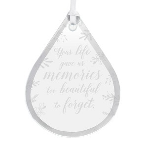 Personalization Mall Memorial Teardrop Engraved Glass Ornament - 1 of 2